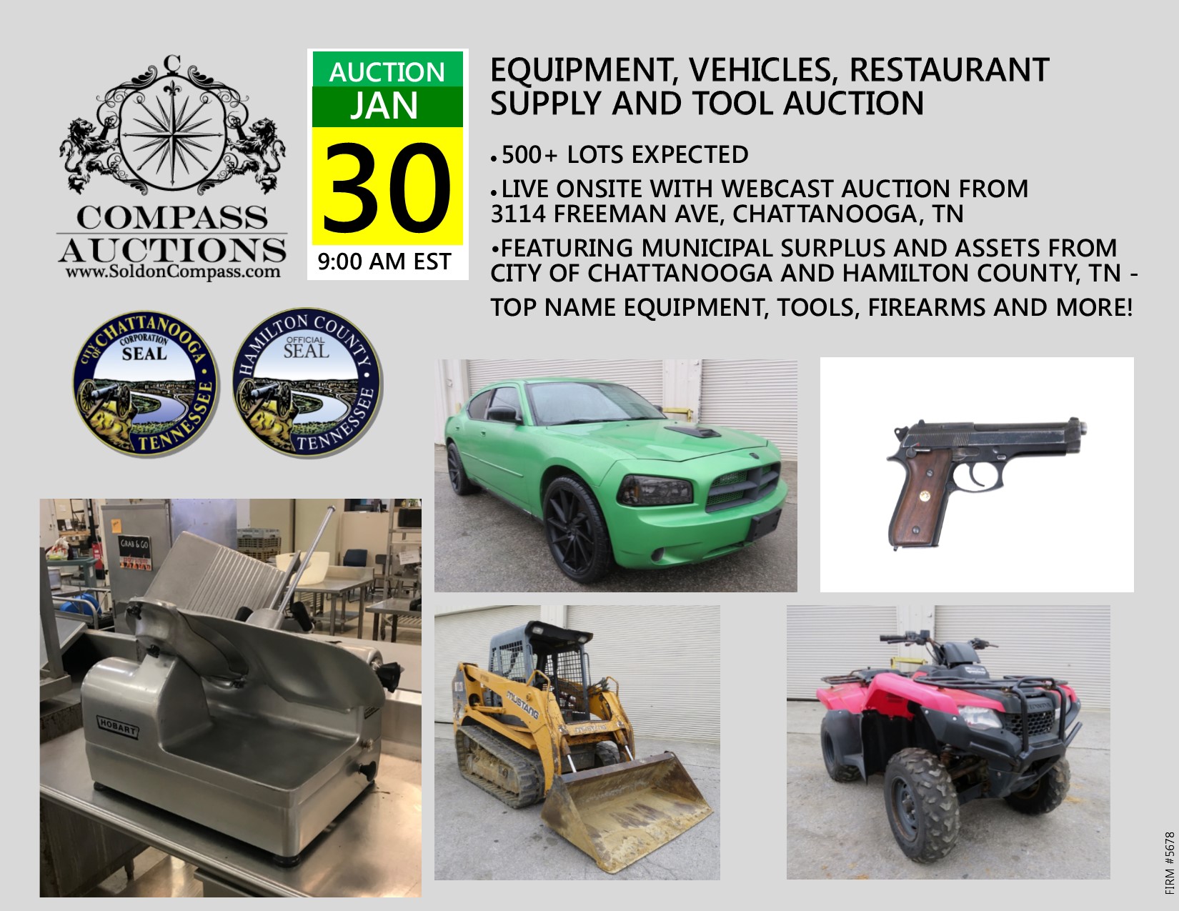 Equipment, Vehicles, Restaurant Supply and Tool Auction