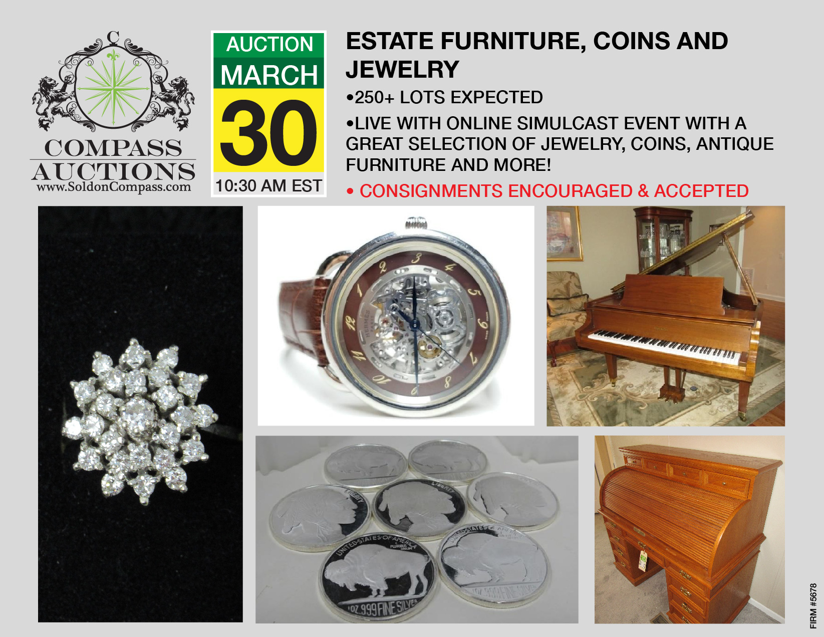 Online Estate Furniture, Coins and Jewelry Auction